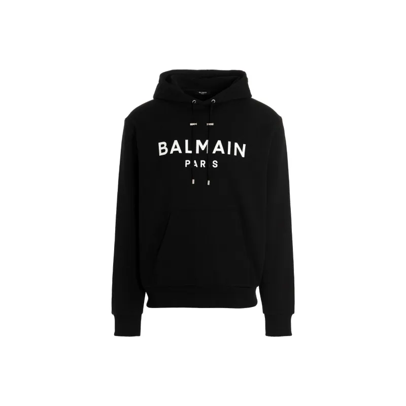 BALMAIN Hooded Sweatshirt With Paris Logo Print-0