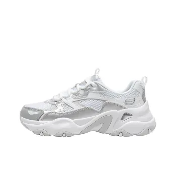 Skechers D'LITES 5.0 Slip Resistant Breathable Low Top Chunky Sneakers Women's Silver White
