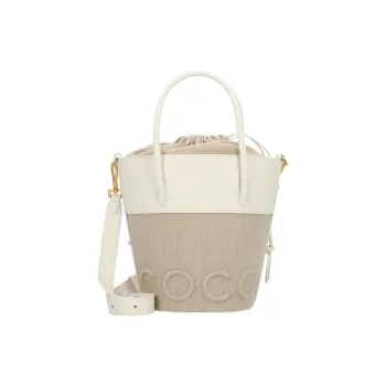 COCCINELLE Canvas Bucket Bag, Shoulder Bag, Crossbody Bag, Handbag Women's Natural White