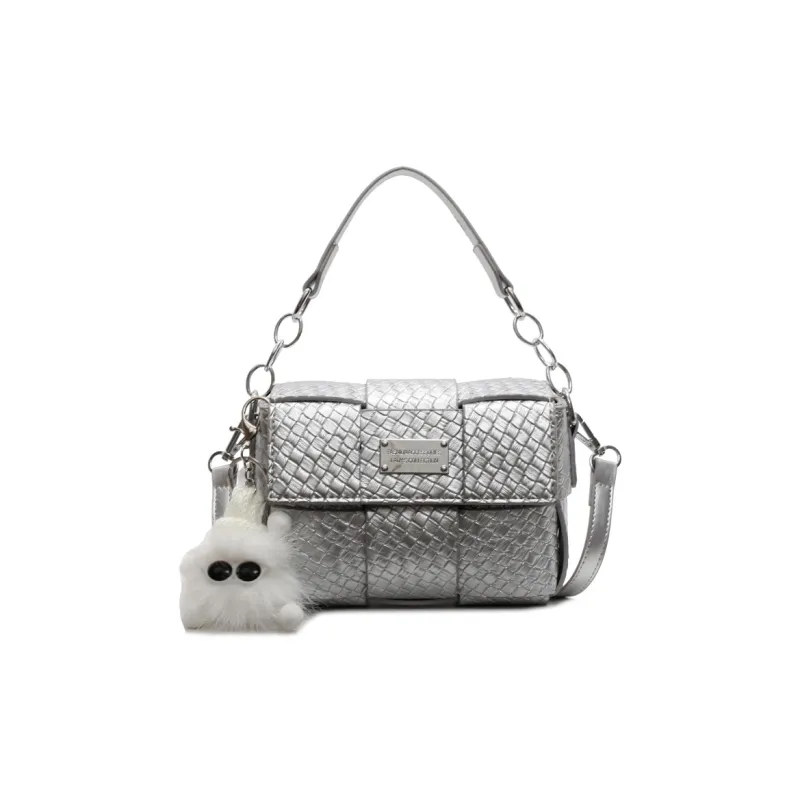 Versman PU Crossbody Handbag Small Size Women's Ecru/Silver/Black/Pink-3