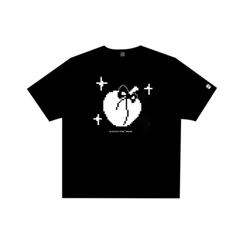 Black Cat Pixel T Shirt Men's Black