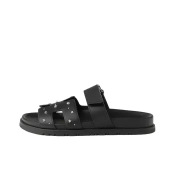 HERMES Chypre Rubber Sole Slide Slippers Women's Black
