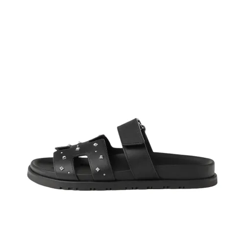 HERMES Chypre Rubber Sole Slide Slippers Women's Black