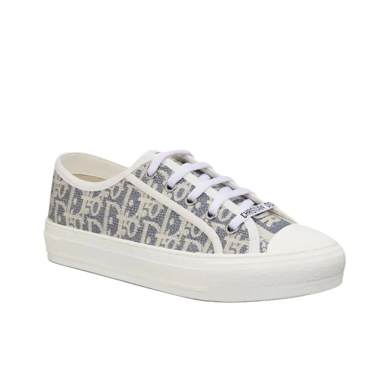 DIOR Walk'n'Dior Low Top Canvas Shoes Women's Gray Blue-2