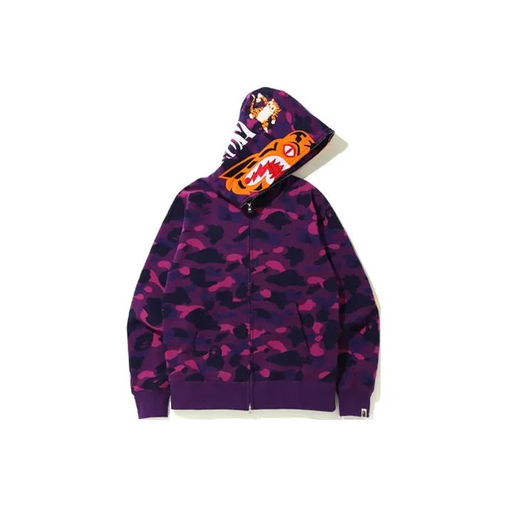 Bape Color Camo Shark Wide Full Zip Double Hoodie-2