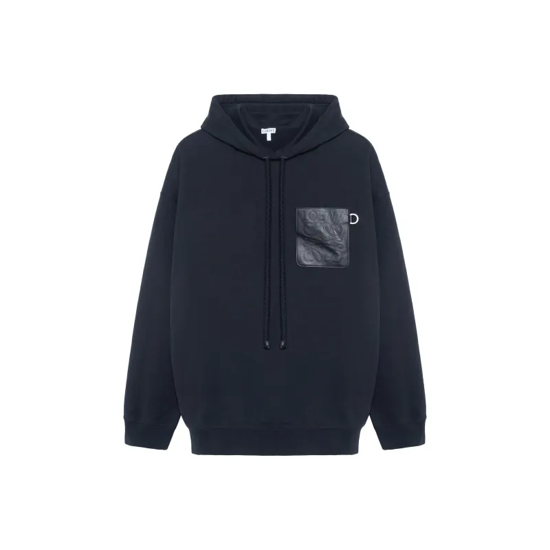 LOEWE Anagram Leather Patch Hoodie-0