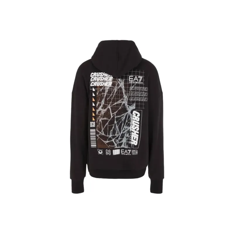 EA7 EMPORIO ARMANI Slogan-print Cotton Hoodie-0
