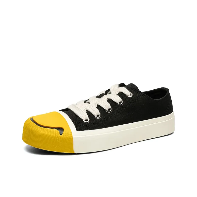 OUBT Niche Hip Hop Open Ended Smile Slip Resistant, Abrasion Resistant, Breathable Low Top Canvas Shoes Men's-2