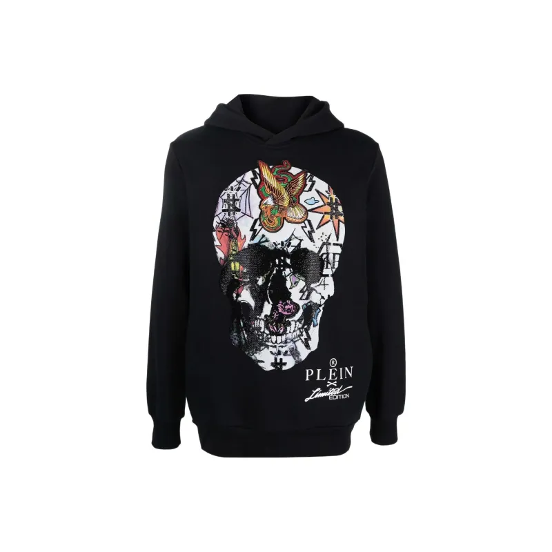 PHILIPP PLEIN Skull print Crystal embellished Hoodie-0