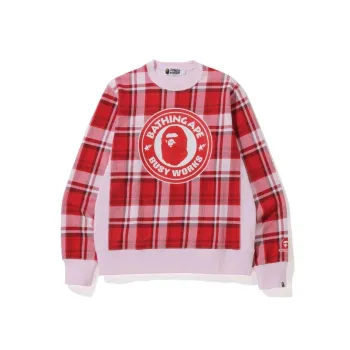 A BATHING APE Bape Check Gift Busy Works Crewneck