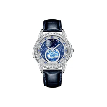 McElo Infinite Universe Mechanical Movement Cowhide Strap Watch Men's Watches Blue Dial