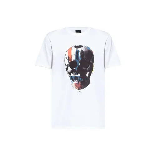 PS By Paul Smith Red Blue Skull Printed T Shirt