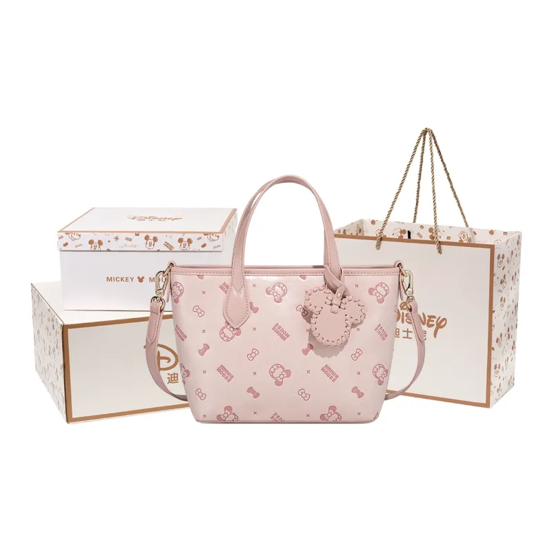 Disney Mickey Series PU Small Tote Handbag, Shoulder Bag Crossbody Bag Regular Women's Pink/White-4