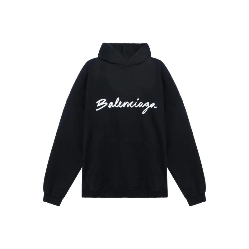 Balenciaga Script Logo Oversized Popover Hoodie-0