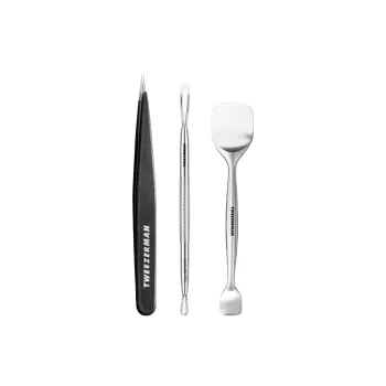 TWEEZERMAN Skin Revival Face Protective Make up Tools Clean Youth Stick+Blackhead Scraper+Pointed Nose Tweezers