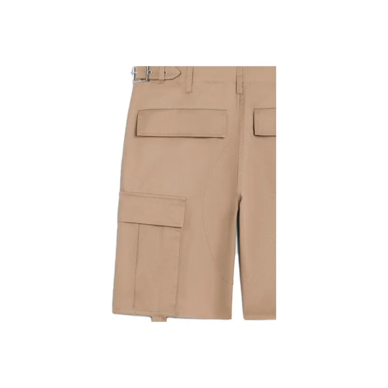 CELINE Cotton Linen Shorts With CELINE Straps-3