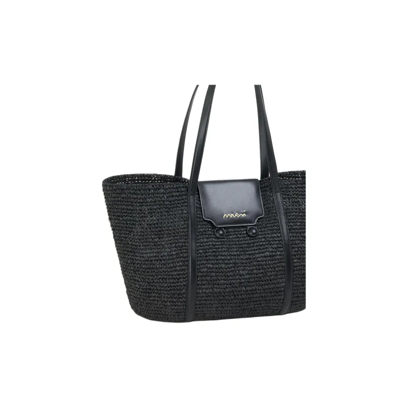 MARNI Trunkaroo Paper With Calfskin Tote Bag, Shopping Bag, Handbag, Shoulder Bag Medium Size Women's Black-3