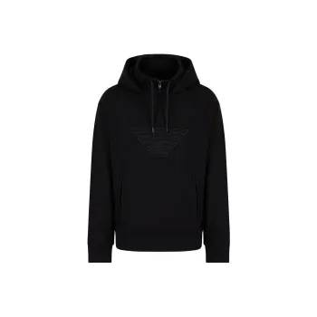 EMPORIO ARMANI Hooded Jersey Sweatshirt With Embossed Domed Logo
