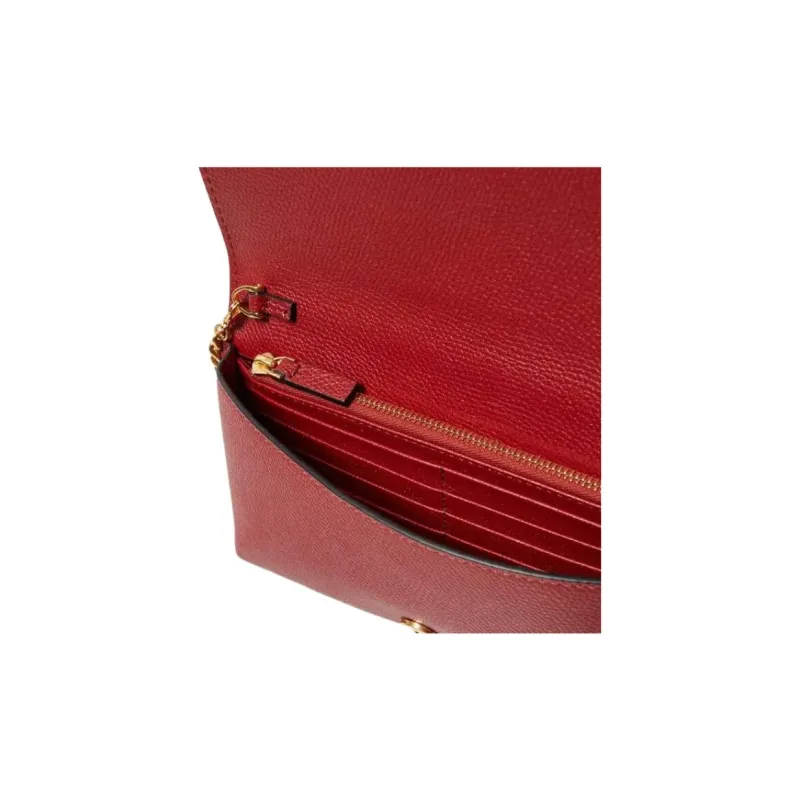 Valentino Vlogo Leather One Shoulder Handbag Small Size Women's Red-3