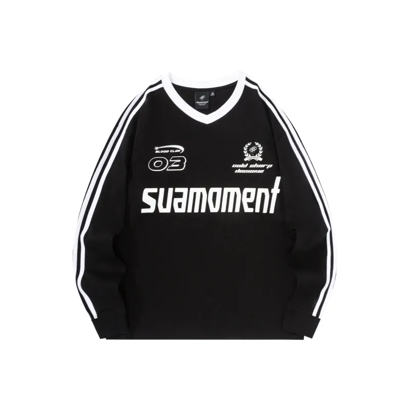 Suamoment Long Sleeved T Shirt Sports Casual Loose Fit Top Unisex-0