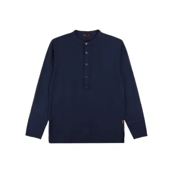 BARENA Solid Color Crew Neck Pullover Long-Sleeved T-Shirt Men's Marine Blue