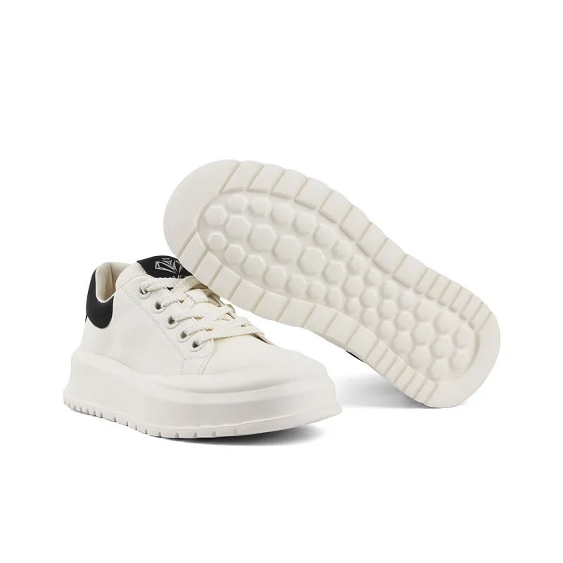 Daying Breathable Height Increase Low Top Casual Shoes Men's White Black-5