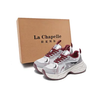 La Chapelle Cushioning Slip Resistant And Abrasion Resistant Low Top Chunky Sneakers Women's Red