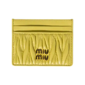 MIU MIU Matelassé Lambskin Card Holder Women's Cedar Yellow