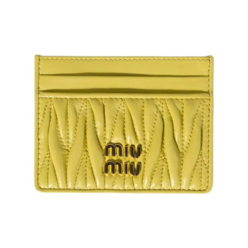 MIU MIU Matelassé Lambskin Card Holder Women's Cedar Yellow-0