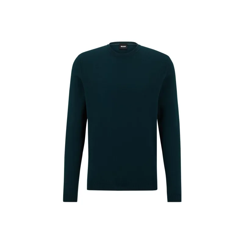 HUGO BOSS FW23 Regular Fit Sweater In Extra Fine Merino Sweatshirt Men's Green-0