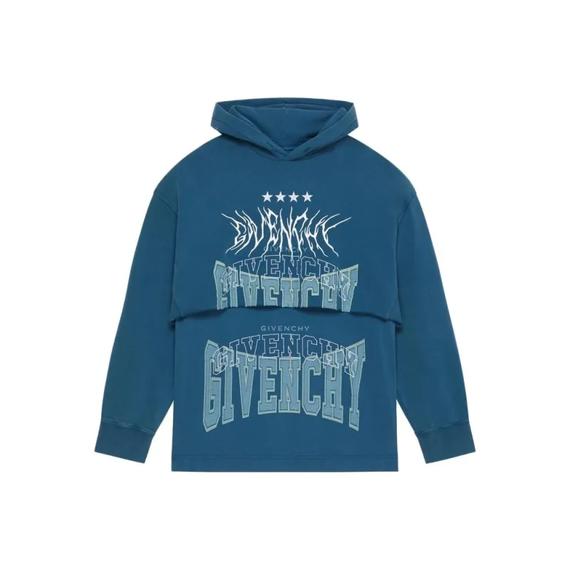 Givenchy Logo print Layered Cotton Hoodie-0