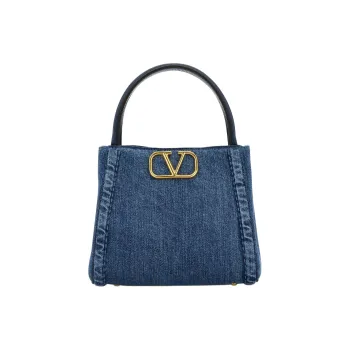 Valentino ALLTIME Fabric Tote Bag, Shopping Bag, Shoulder Bag, Handbag Women's Blue