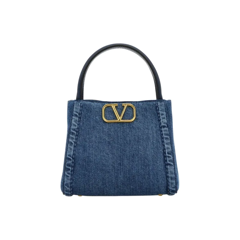Valentino ALLTIME Fabric Tote Bag, Shopping Bag, Shoulder Bag, Handbag Women's Blue-0