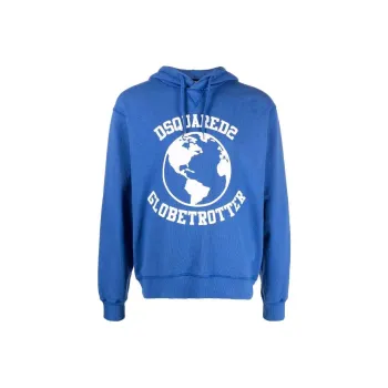DSQUARED 2 Globetrotter Logo Printed Drawstring Hoodie