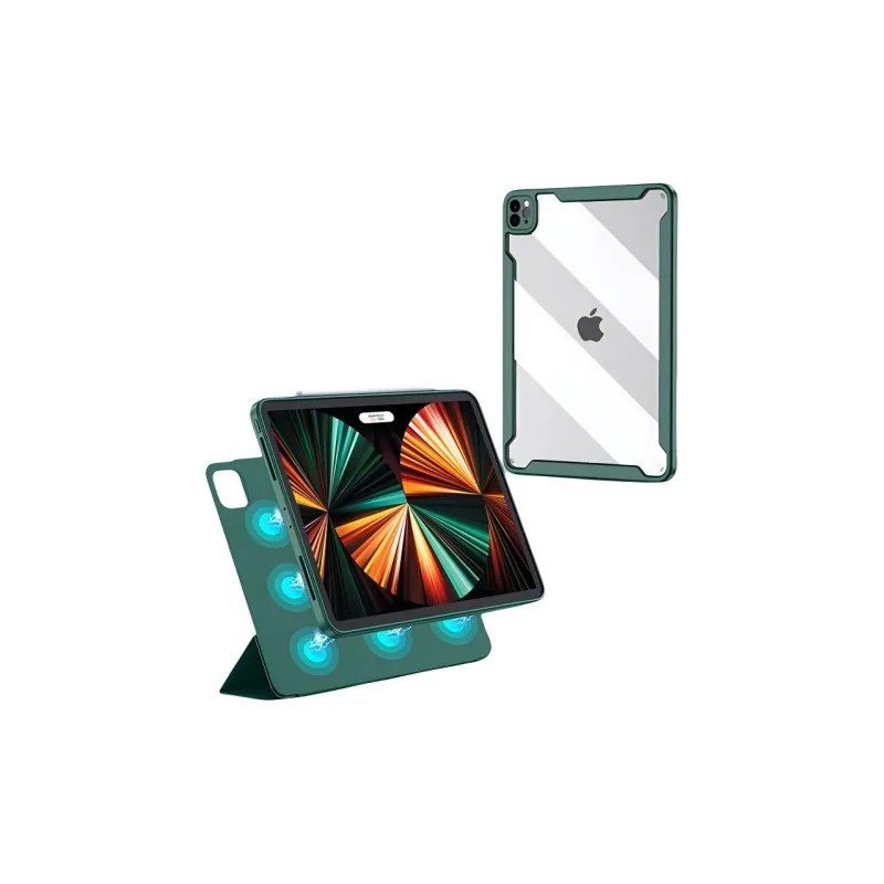 QUWEIKA Magnetic Book Style Anti Bend Detachable Compatible With IPad Acrylic Flat Protective Case-12