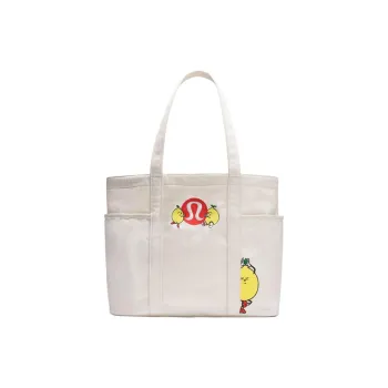 Lululemon Cotton Canvas Tote Bag, Shopping Bag, Handbag, Shoulder Bag Regular Unisex Natural Ecru