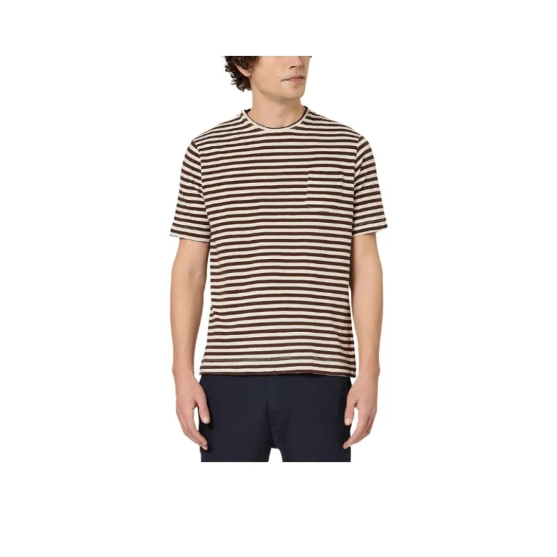 MASSIMO ALBA Stripes Crew Neck Pullover Short-Sleeved T-Shirt Men's Brown-0