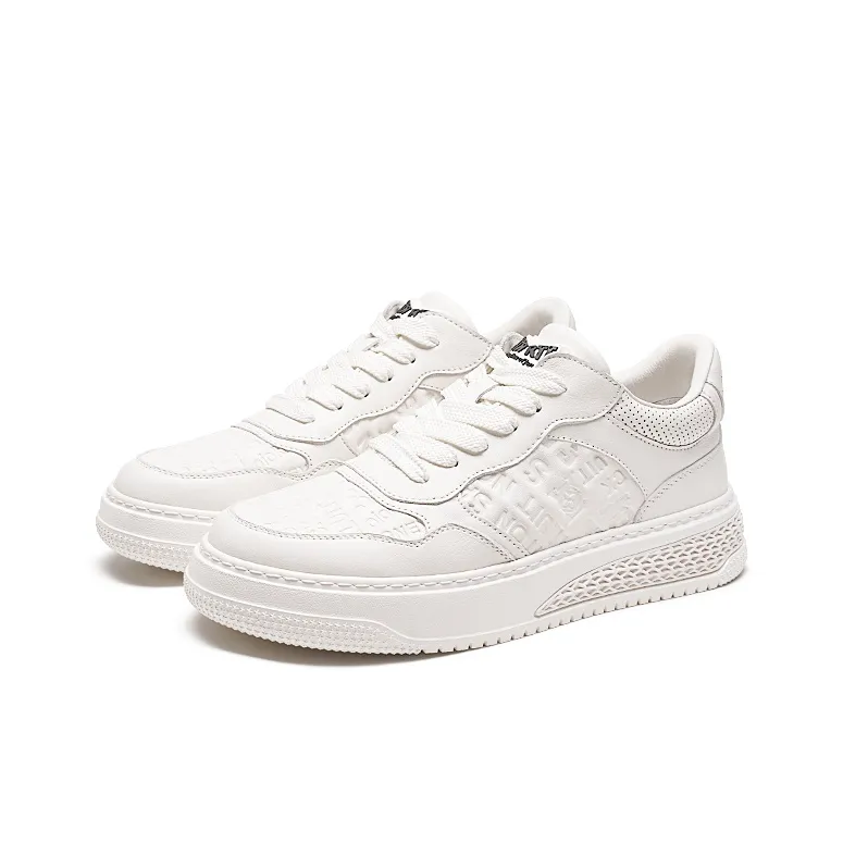 RHYTHM OF JOY Low Top Skateboard Shoes Men's White-1
