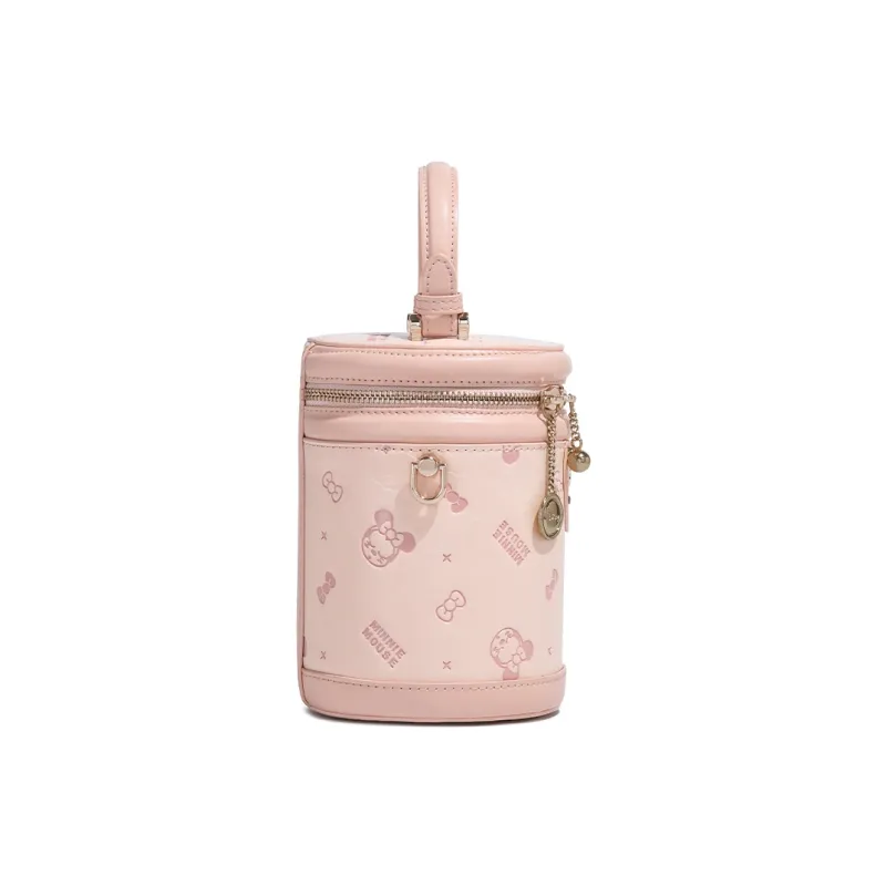 Disney Minnie Series PU Bucket Bag, Shoulder Bag, Crossbody Bag, Handbag Women's Pink-1