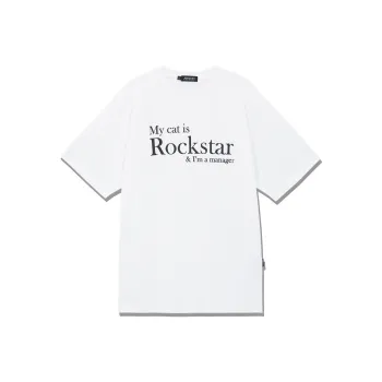 JOEGUSH My Cat Is Rockstar & I'm A Manager T-Shirt Unisex White/White