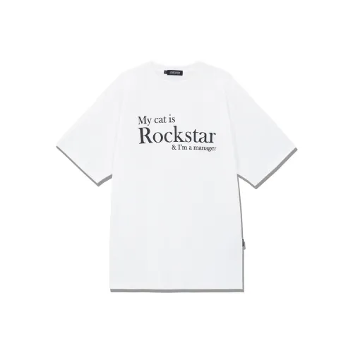 JOEGUSH My Cat Is Rockstar & I'm A Manager T-Shirt Unisex White/White