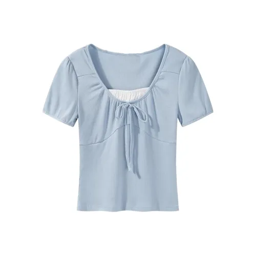 Dear Zhazha Set in Sleeve T Shirt Women's Blue