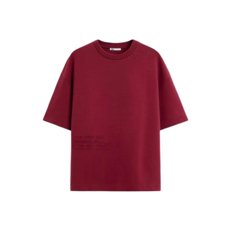 ZARA T-Shirt Men's Burgundy Burgundy-0