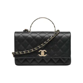 CHANEL Logo One Shoulder Crossbody Handbag Women's Black