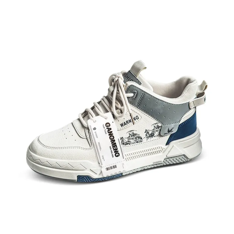 Hong Kong Meng Slip Resistant Breathable Height Increasing Mid Top Skateboard Shoes Men's-3