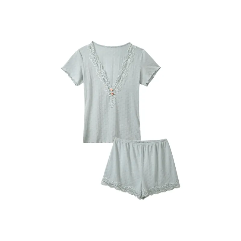 Lace Chili Pajama Set Women's Tiffany Blue-0