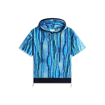 COOGI All Over Print Trendy Short-Sleeved Hooded T-Shirt Unisex Blue Red Two Styles