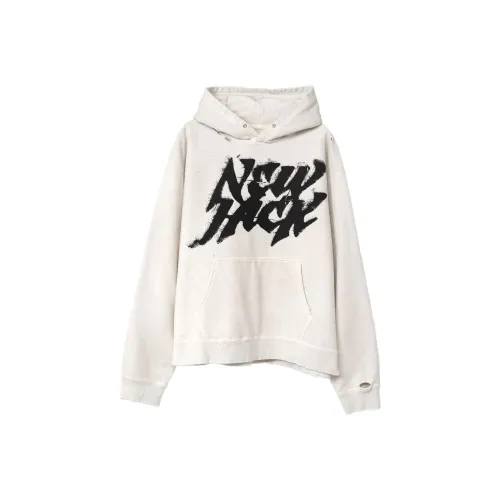 Mihara Yasuhiro Destroyed Printed Hoodie Sweatshirt Men's White