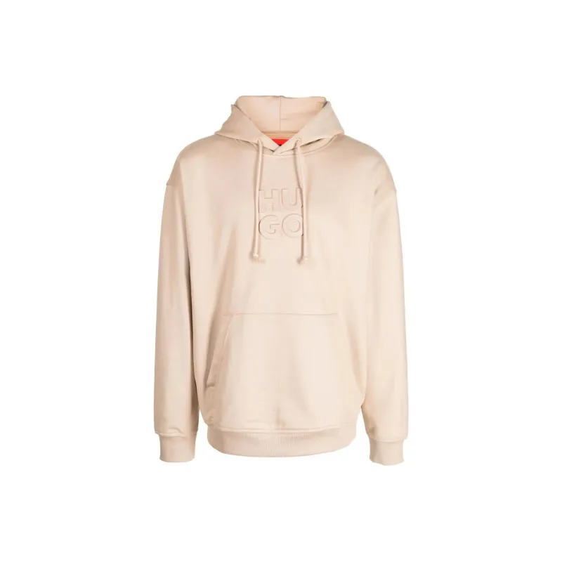 HUGO BOSS Logo embossed Drawstring Cotton Hoodie-6