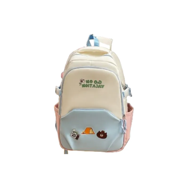 KAMLUI Nylon Backpack Unisex Black/Pink/Chocolate/Light Green-6